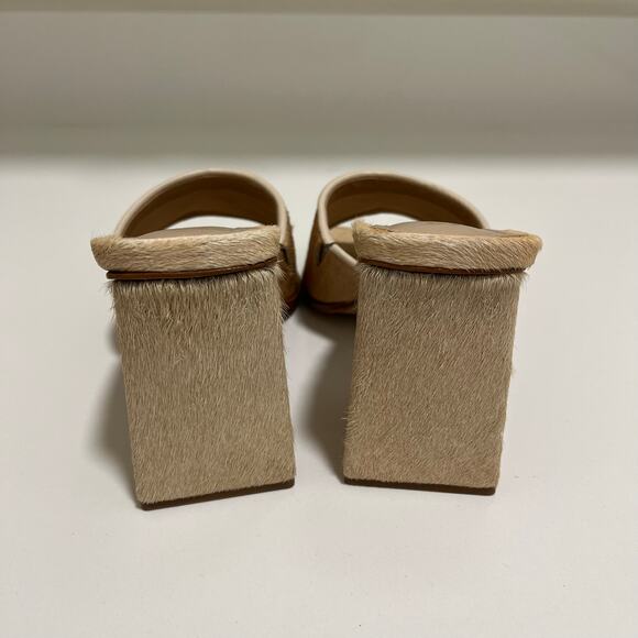 Schutz Lizah Wild Welt Mohair Heels Chunky Block Heel Tan Leather Size 8 - Picture 6 of 9